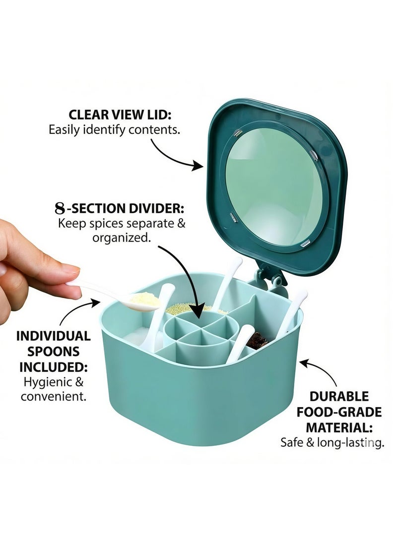 Seasoning jar four-grid seasoning box household seasoning salt jar kitchen seasoning bottle sealed storage seasoning jar full set 12.7x15x7.2 - Image 5